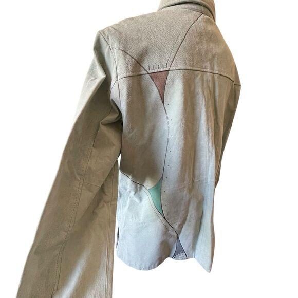 Vintage Suede Artsy Coat XL Genuine Leather Boho Y2K 90s Jacket Long - Picture 15 of 16